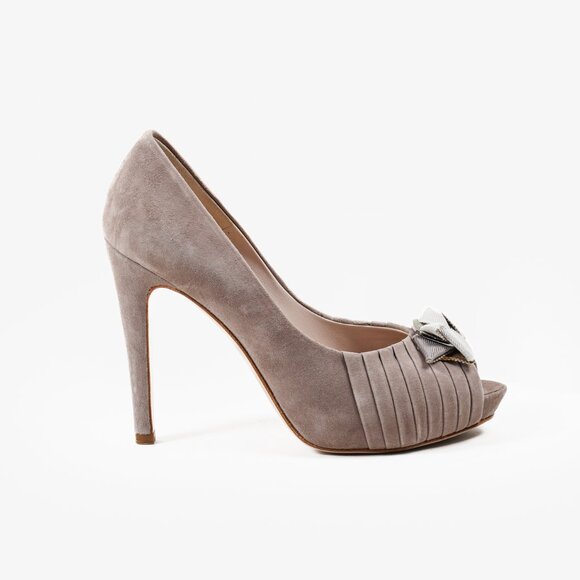 Salvatore Ferragamo Mauve Suede Platform Heels - Picture 1 of 10